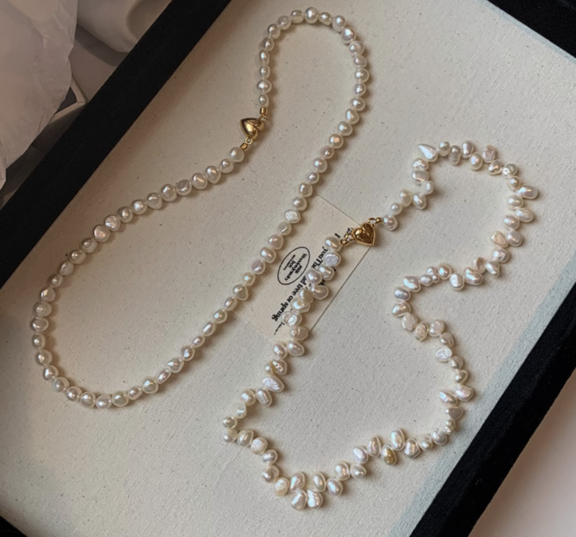 Boujee Pearl Necklace – Heart Charm (Gold & Silver) + Free Pearl Ring 🎁