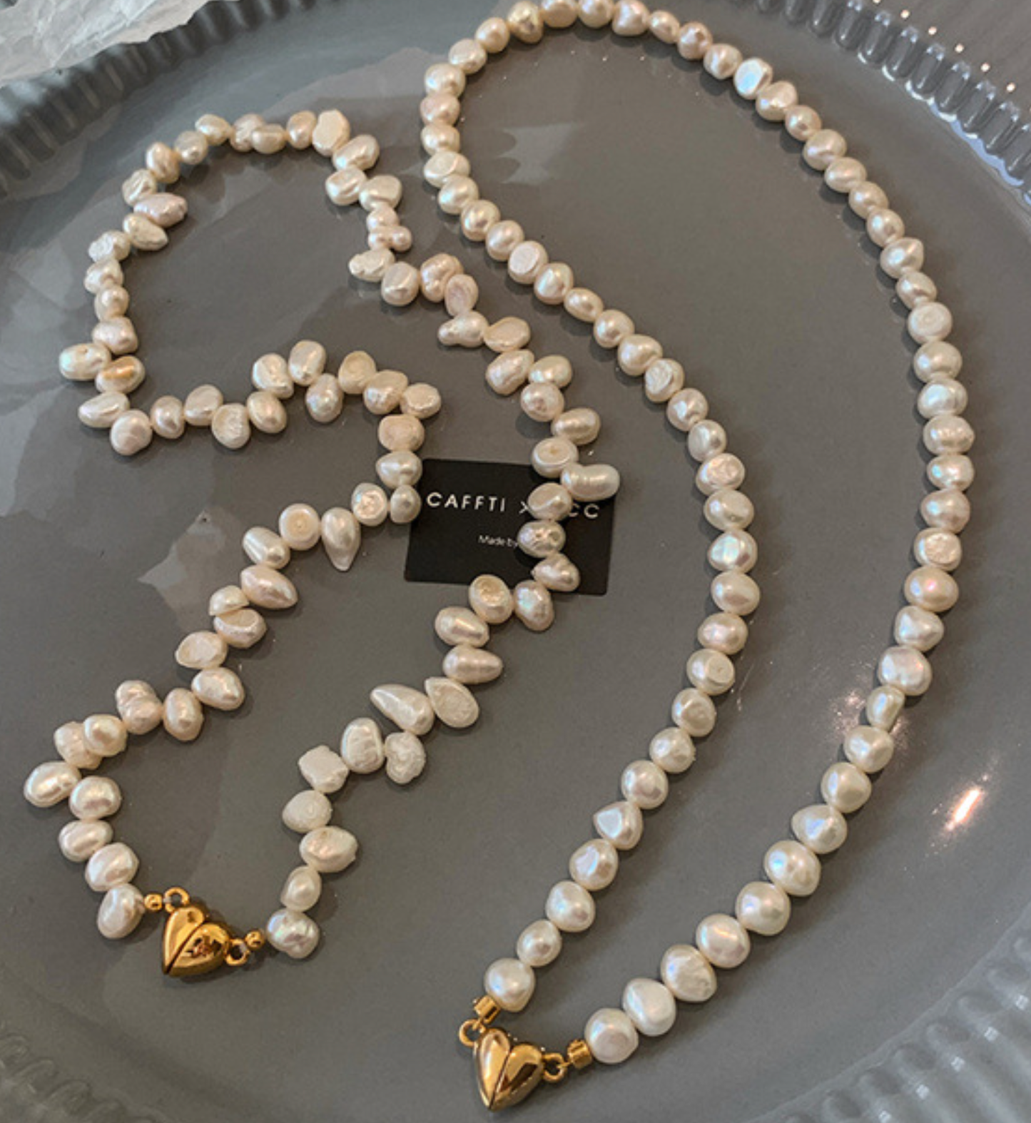 Boujee Pearl Necklace – Heart Charm (Gold & Silver) + Free Pearl Ring 🎁
