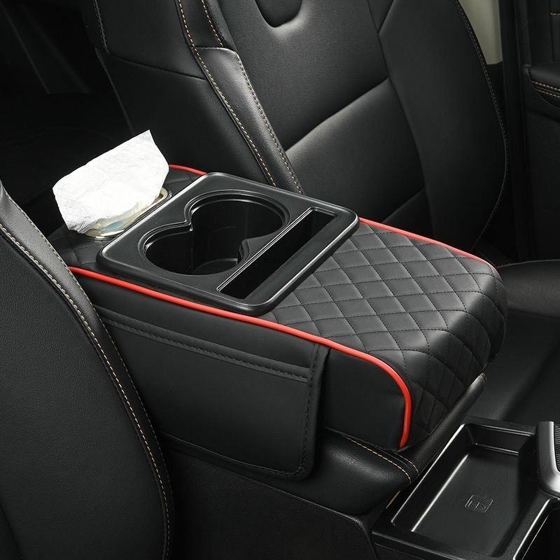 Car Console Organizer with Cup Holder & Tissue Storage