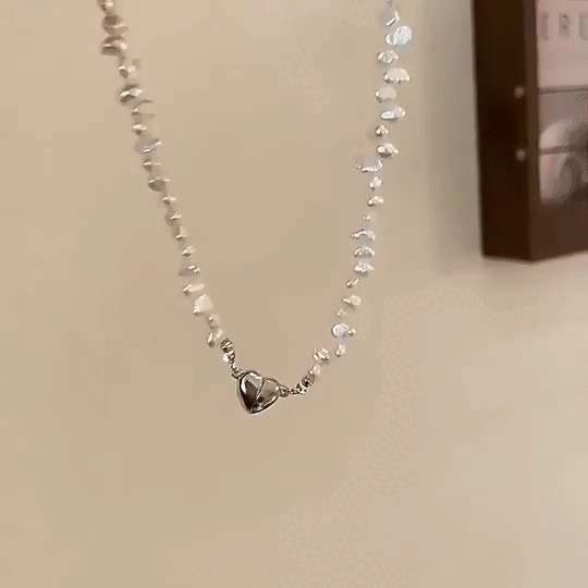 Boujee Pearl Necklace – Heart Charm (Gold & Silver) + Free Pearl Ring 🎁