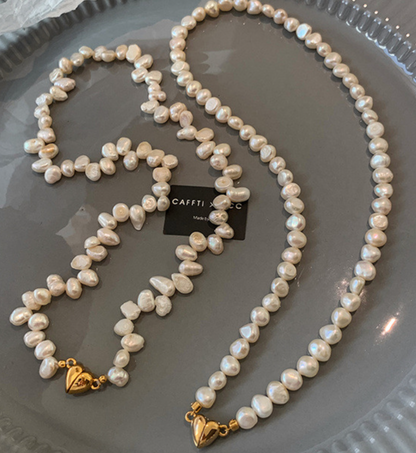 Boujee Pearl Necklace – Heart Charm (Gold & Silver) + Free Pearl Ring 🎁