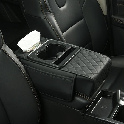 Car Console Organizer with Cup Holder & Tissue Storage