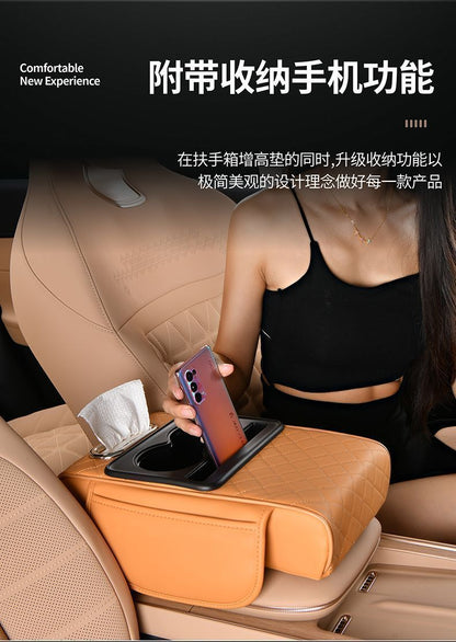 Car Console Organizer with Cup Holder & Tissue Storage