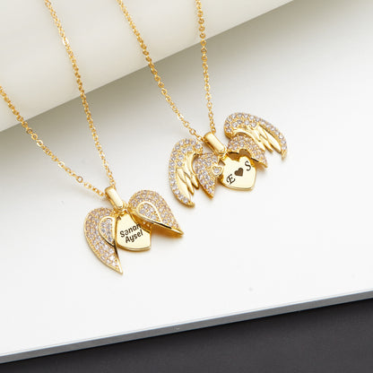 Style Winged Heart Necklace  Customizable Butterfly Pendant
