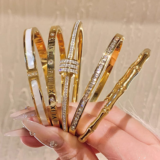 Elegant Stainless Steel WaistShaped Crystal Bracelet for Women